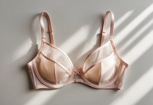 Et professionelt billede af en gennemsigtig bh på en neutral baggrund.